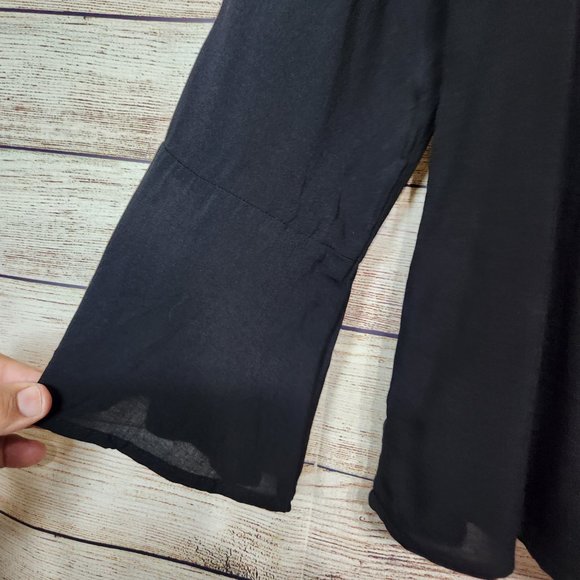 Unique Spectrum V-Neck Black Embroidered Tunic Choke Collar Women's Size XL - Picture 14 of 15